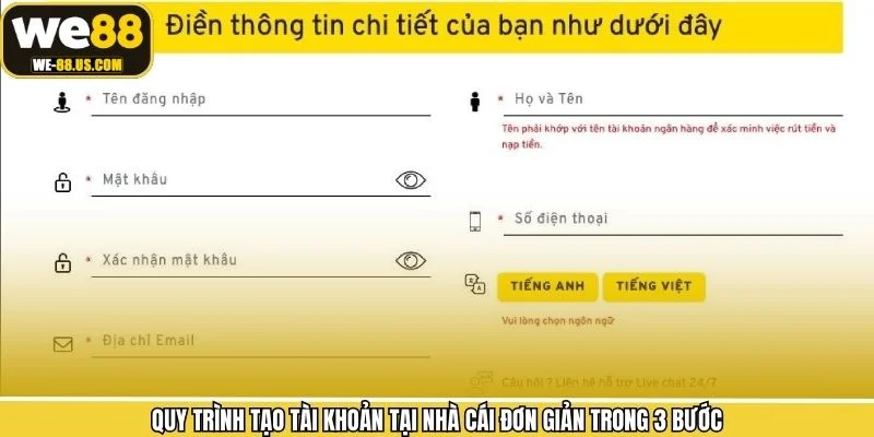 Các bước đăng ký WE88 thành công dành cho người chơi mới